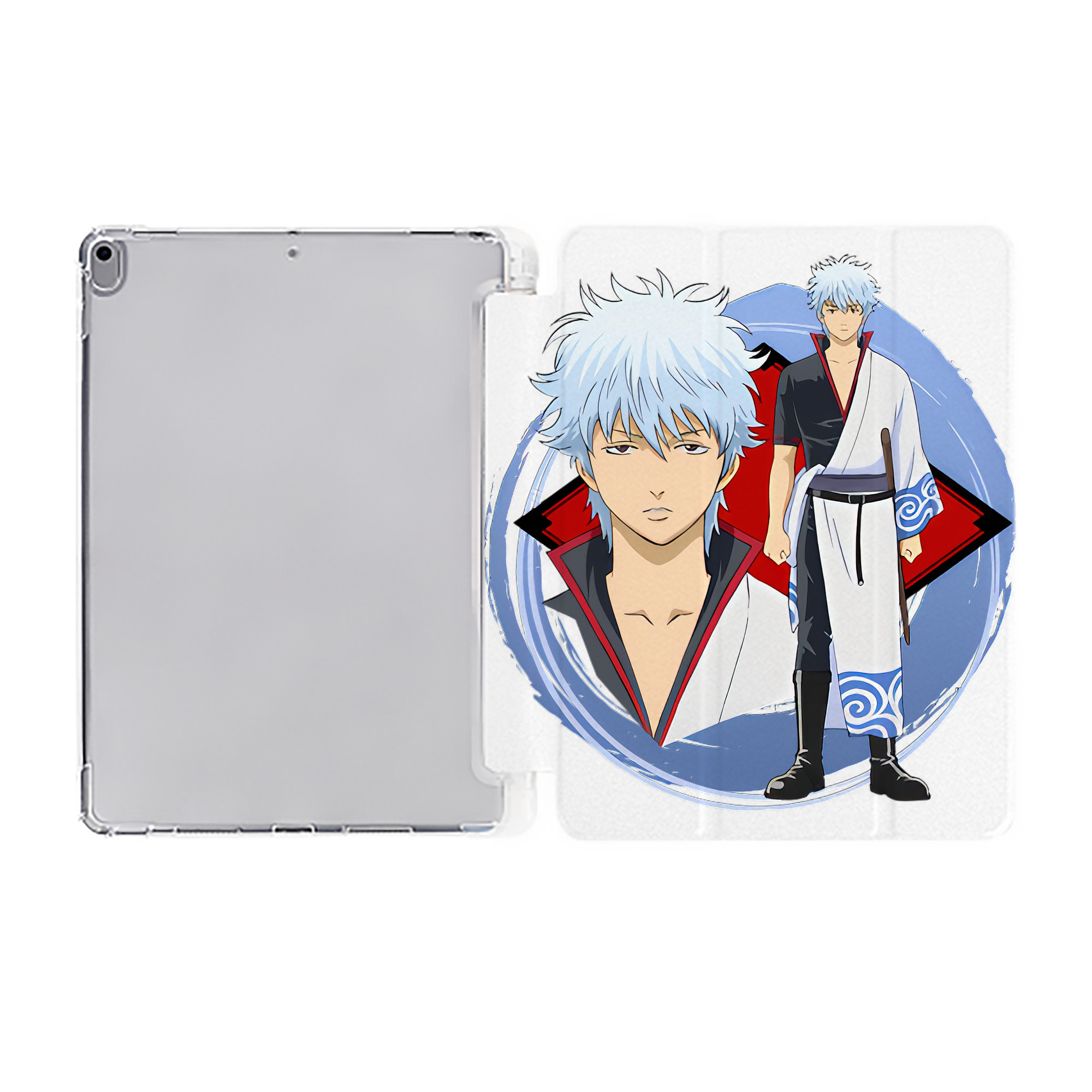 ぎんたま 坂田銀時（さかたぎんとき） 神楽 志村新八（しむら しんぱち） GINTAMA Sakata Gintoki Kagura Shimura Shinpachi IPad ケース ペン収納付き 三つ折りスタンド PUレザー×シリコン 対応機種9.5/10.5/10.9インチ